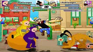 Tinky Winky and Mickey amp Pluto vs Courage and Popeye  Sesame Street Fight [upl. by Airrat770]