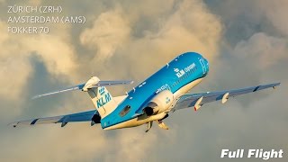 KLM Full Flight  Zurich to Amsterdam  Fokker 70 With ATC [upl. by Guilbert]