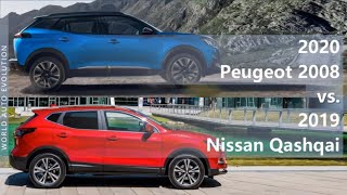 2020 Peugeot 2008 vs 2019 Nissan Qashqai technical comparison [upl. by Laval]