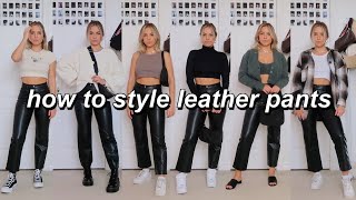 how to style LEATHER PANTS  wilfred melina pant 6 outfit ideas [upl. by Ynahteb]