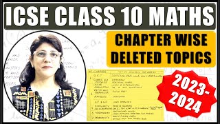 MATHEMATICS CHAPTER WISE DELETED TOPICS  ICSE BOARD CLASS 10 2024 [upl. by Tabb]