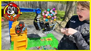 Hot Wheels Monster Trucks Arena Smashers UNBOXING 📦 Rhinomite Chargin Challenge WITH TONS OF ORBEEZ [upl. by Lemhaj]