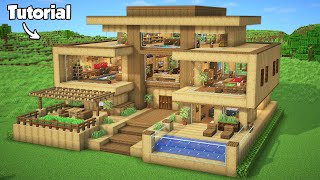 Minecraft How to Build a Survival Wooden House Tutorial Easy 3  Interior in Description [upl. by Araeit]