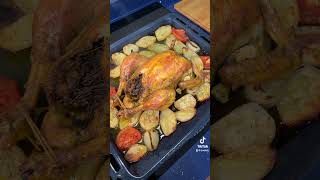 Pollo Asado al horno casero con patatas tomates y cebollas receta polloasado [upl. by Eelatan]