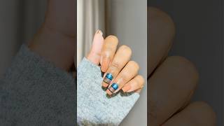 Easy Tricolor Striped Nail Art 🤎💙🎀 youtubeshorts nailart easynails stripnailart [upl. by Torrie]