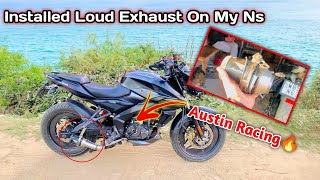 Austin racing exhaust in bajaj pulsar ns  Best exhaust for ns200  austin racing exhaust sound [upl. by Young]