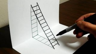 How to Draw a 3D Ladder  Trick Art For Kids [upl. by Sherfield612]