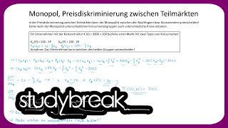 Monopol Preisdiskriminierung zwischen Teilmärkten  Preistheorie [upl. by Brill]