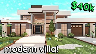 Fancy Modern Villa Bloxburg House Build 2 Story Exterior Tutorial [upl. by Allekim]