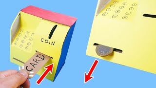 Cardboard ATM Machine  DIY How to make Paper Coin Bank Toy [upl. by Suoicerpal37]