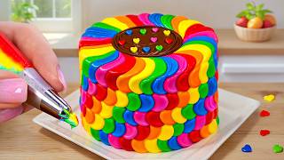 Mini Rainbow Cake Recipe With Watermelon  Perfect Rainbow Cake Decoration [upl. by Dnalsor]