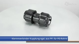 Klemmverbinder Kupplung egal aus PP für PERohre [upl. by Aleekahs]