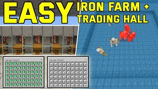 EASY amp AMAZING Iron Farm  Trading hall in Minecraft 121 BedrockMcpePs4Xbox [upl. by Helyn771]