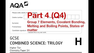 AQA GCSE Combined Science Higher Chemistry Paper 1H June 2022 Part 4 Q4 [upl. by Packer]