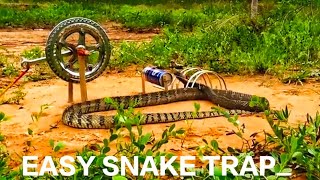 EASY SNAKE TRAP Installing Unique Quick Snake Trapping Using Bike Crank Work 100SNAKE handtrap [upl. by Anaujit]