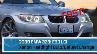 BMW E90 LCI Xenon Headlight Bulb Change 4k FAST 20082011 [upl. by Assetnoc]