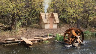 Building a Bushcraft Sawmill to Build a Log Cabin for Survival in the Wild Catch and Cook [upl. by Fredia]