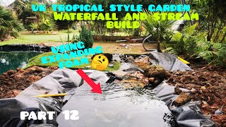 Starting the WATERFALL and STREAM on my DIY NATURAL SWIMMING POOL  UK TROPICAL GARDEN🤔🌴  Part 12 [upl. by Wiburg]