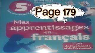 mes apprentissages en français 5 page 179 [upl. by Damali185]