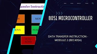 Data Transfer InstructionsBEC405A8051 MicrocontrollerVTUBEECE8051 MOVMOVCMOVXStackPOPPUSH [upl. by Orferd]