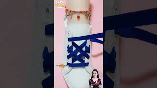 Stylish way to tie shoelaces crisscross design Sneaker laces tie tips shorts viral [upl. by Eelirak]