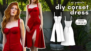 DIY COTTAGE CORE CORSET DRESS  full sewing tutorial w pattern l Juliana Corset Dress [upl. by Nnyw693]