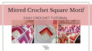 How to Crochet a Mitred Crochet Square  Easy Tutorial [upl. by Annatnom442]