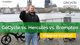 Klapprad eBike Test und Vergleich GoCycle G4i vs BromptonP Line vs Hercules Rob Fold R8 🤼 [upl. by Ishmael]