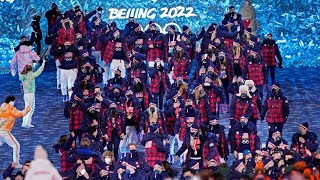 United States athletes at the Winter Olympics Closing Ceremony in Beijing [upl. by Naitirb]