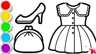 How to draw cute Dress and Accessories Drawing for kids amp Toddlers  Child art [upl. by Lemire588]