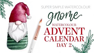 Super Simple Watercolor Gnome  Advent Calendar DAY 2 [upl. by Shewchuk245]