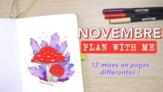 Bullet Journal NOVEMBRE 2022  PLAN WITH ME  champignons et cristaux [upl. by Adnyl]