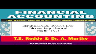 Departmental Accounting Other Exercise Problem No 6 [upl. by Zitella282]