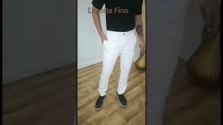 Tendência da estação calça social branca básica Sarja Masculina Tradicional Casual [upl. by Couchman226]