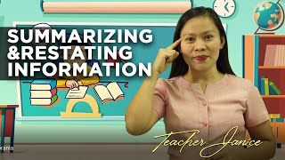 SUMMARIZING AND RESTATING INFORMATION SHARED BY OTHERS English 3Quarter 1 Competency 14 [upl. by Newberry269]