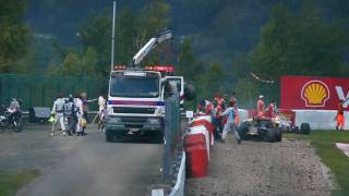 2009 Belgian Formula 1 GP first lap collision and aftermath [upl. by Akialam]