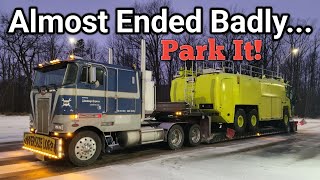 I Gave Up Cabover Peterbilt Struggles to control 93400 Lbs In Unexpected Ice Cold Breaks Parts [upl. by Dosh]