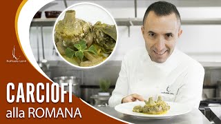 CARCIOFI ALLA ROMANA  La vera ricetta realizzata dallo Chef Raffaele Lenti [upl. by Colpin]