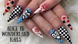 Alice In Wonderland Nails Disney Nails [upl. by Pruchno98]