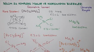 Genel Kimya 2 Bölüm 24Kompleks İyonlar ve Koordinasyon BileşikleriGeometrik İzomeri [upl. by Hayton]