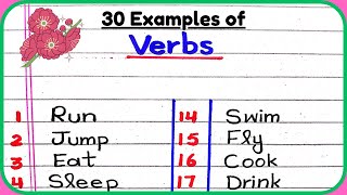 30 Examples of VerbsExamples of Verb1020List of VerbsVerbs in English Grammar [upl. by Virnelli]