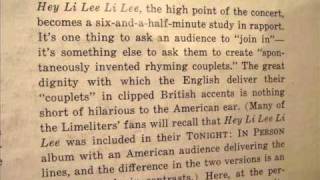 The Limelighters Hey Li Lee Li Lee RCA Victor LPM2907 [upl. by Gilder]