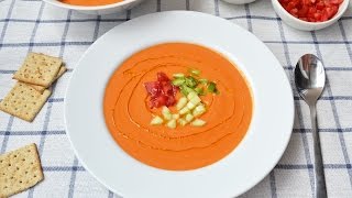 How to Make Gazpacho  Easy Spanish Cold Soup with Vegetables Recipe [upl. by Doehne]