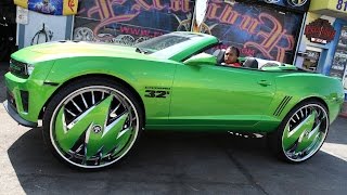 Custom Green Camaro Sits On Massive 32inch Rims [upl. by Franklyn]