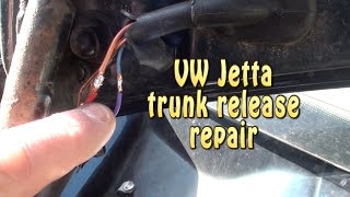 VW Jetta trunk release repair 2002 model year [upl. by Eidnim]