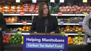 Manitoba Premier Heather Stefanson announces carbon tax relief fund – January 26 2023 [upl. by Wallford233]