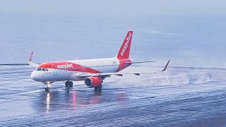 WET RUNWAY TAKEOFF Easyjet A320 at Madeira Airport [upl. by Yerd93]