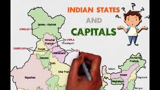 INDIAN STATES AND CAPITALS  explained on map of India easy to learn [upl. by Libyc]