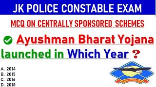 MCQ on Centrally Sponsored Schemes for JK Police Constable Exam 2024  Centrally Sponsored Schemes [upl. by Kalila214]