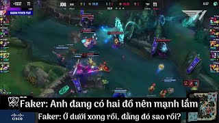 Vietsub Full mic check T1 vs JDG game cuối ván 4 Faker mạnh lắm để anh gánh team cho [upl. by Neelasor472]